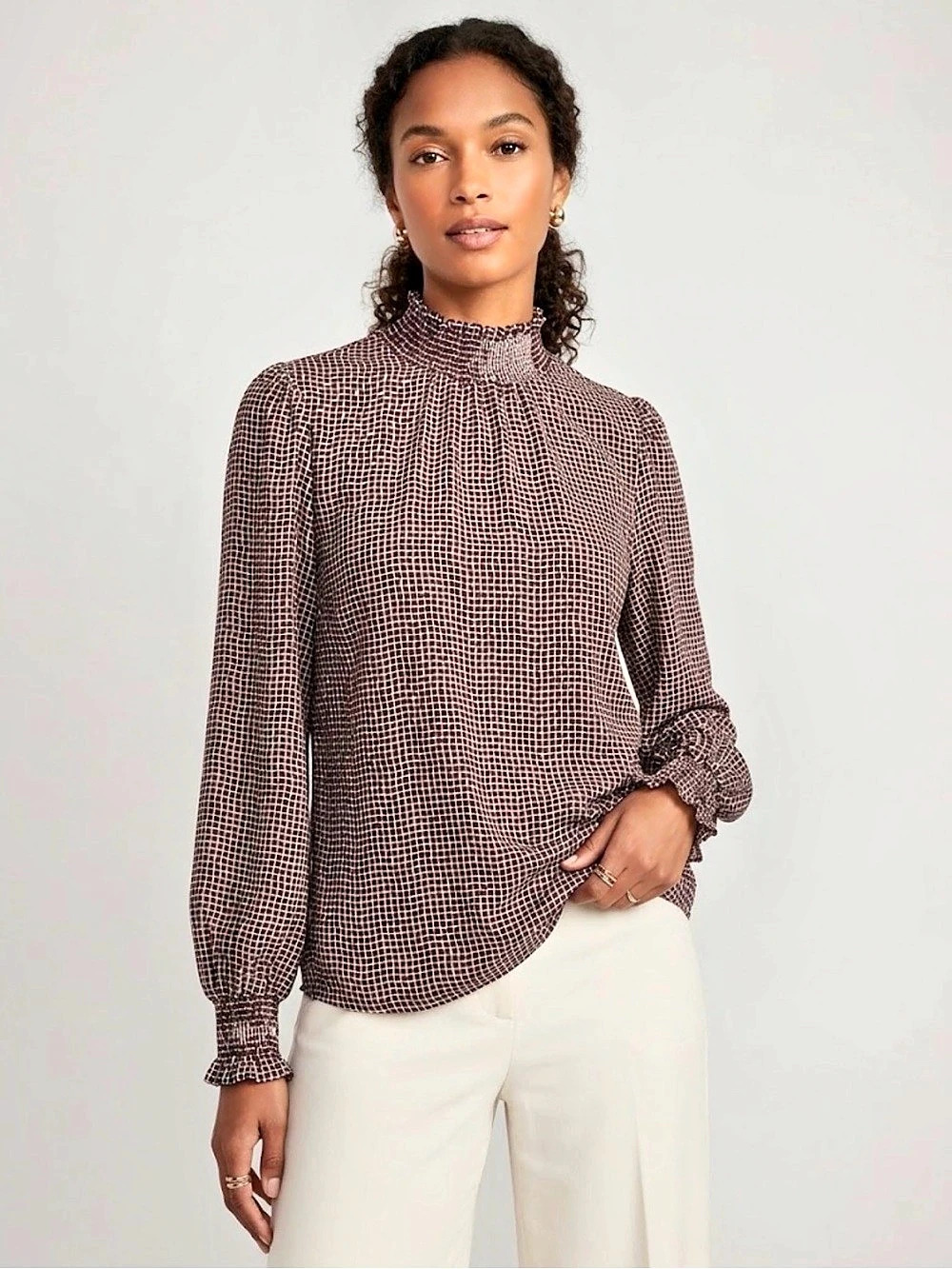 RW&CO. Geometric High Neck Blouse